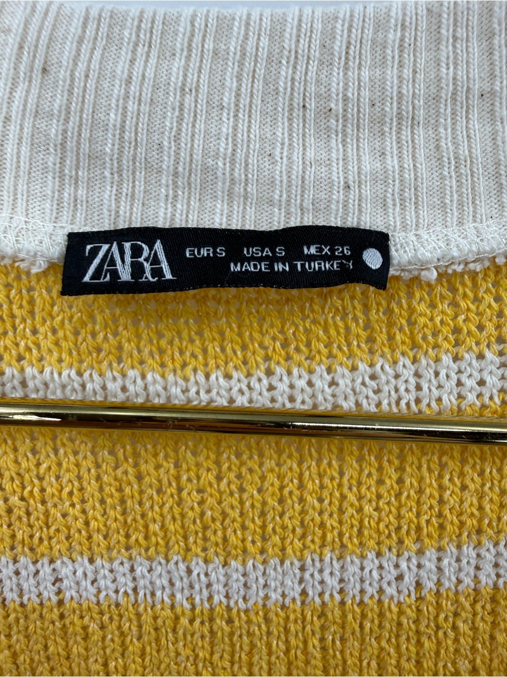 Zara Yellow and Cream Striped oversized, relaxed, fit V-Neck Sweater Vest S - Picture 3 of 10